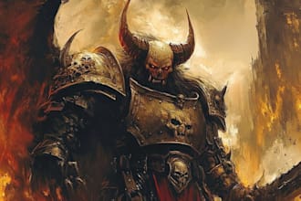 create epic warhammer style character illustration for you
