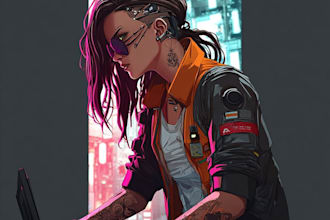 design stunning cyberpunk character art with futuristic