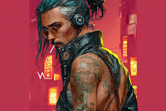 create futuristic cyberpunk character illustrations