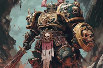 design warhammer style trading card or collectible art