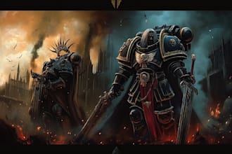 paint elite warhammer commander portrait with cinematic style
