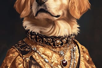 custom pet portrait, two pet portrait