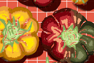 draw crayon and oil pastel food art for stickers, wall decor