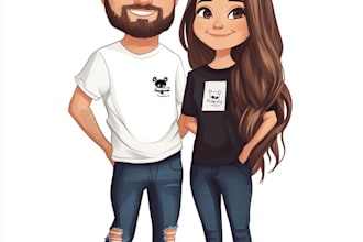 create professional caricatures for couples or wedding gift