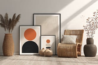 make mid century modern digital wall art for etsy store