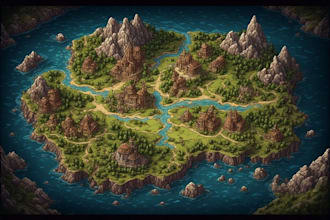 create a fantasy map illustration for map