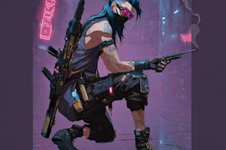 design stunning cyberpunk character art with futuristic vibe