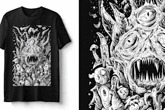 craft dark art, concept, cartoon, linocut t shirt