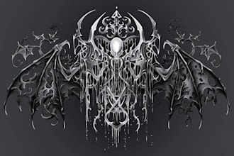 gothic abstract sketch, gothic logo, neotribal