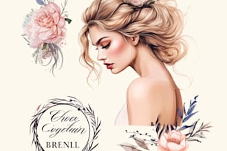 do feminine floral fashion beauty boho watercolor signature logo design