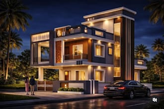 create 3d exterior elevation