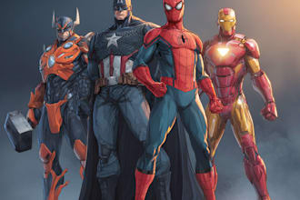 illustrate a superhero comic cover art