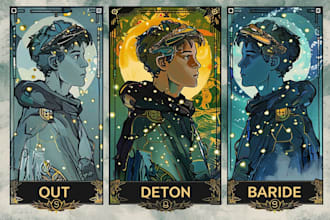 draw custom tarot card, oracle, zodiac, playing card in dark art, tshirt design