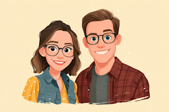 create a magical disney style couple portrait illustration