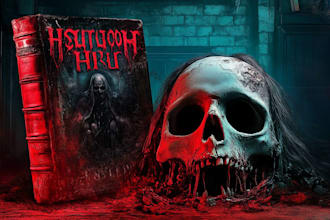 design a terrifying horror book cover illustration
