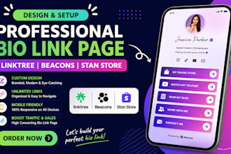 design and setup professional linktree beacons bio link page