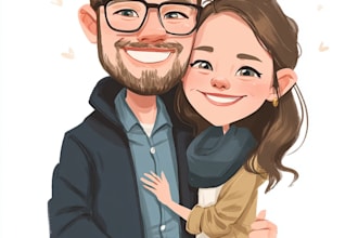 create professional caricatures for couples or wedding gift