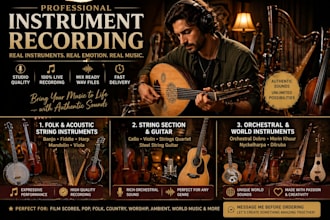record cello, violin, string quartet and steel string guitar