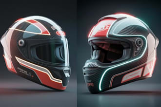 create high quality 3d helmet design and product render