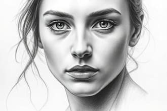 sketch a custom charcoal drawing, pencil portrait from photo