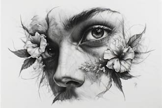 make a hyper realistic charcoal or pencil portrait