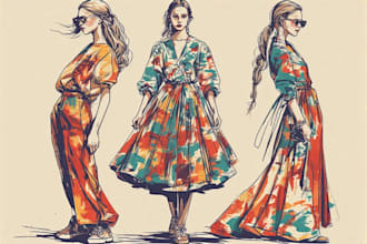 design custom fashion sketches and clothing concepts