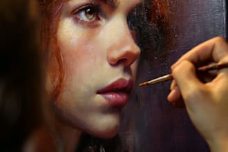 make artistic oil painting on oil canvas