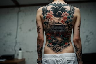 make a professional japanese, asian style tattoo design