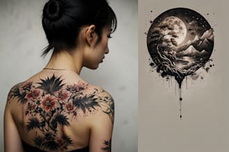 illustrate a tattoo design in japanese style