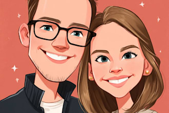 make an awesome couple caricature, wedding group caricature