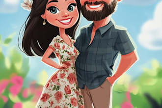 do couple caricature illustration for you