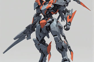 do macha robot ,armor, gundam in anime style