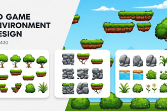 design 2d game asset, 2d game props, game ui, game map tileset and environment