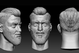 sculpt realistic 3d head model, 3d face, 3d bust, male female head sculpt, stl