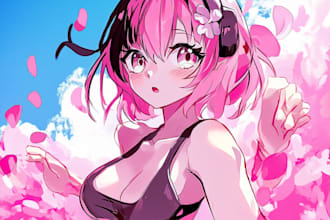 create anime character illustration with smooth gradient colors