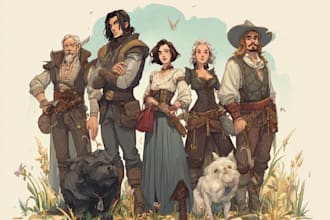 draw original dnd or rpg character art mpas party for you