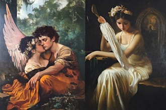 draw oil painting style character with realistic lighting