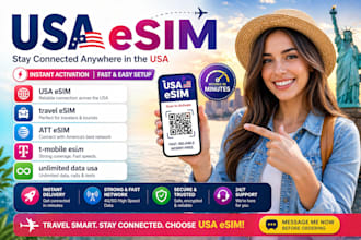 activate USA esim with instant data att, t mobile unlimited plan