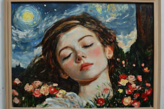 paint oil style portrait with rich color layering