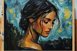paint oil style portrait with refined brush texture