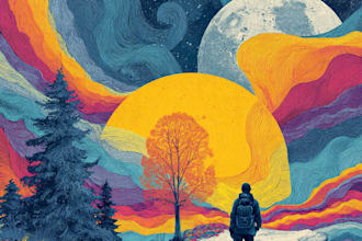 create a unique psychedelic surrealistic illustration for album cover