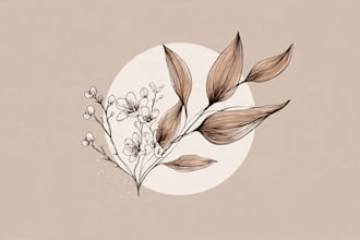 create hand drawn botanical floral logo design