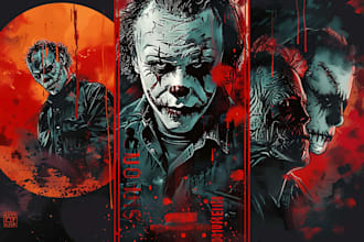 draw 70s 80s horror movie music album cover art mixtape dark art poster design