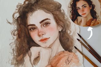 draw a sketchy watercolor portrait, no ai