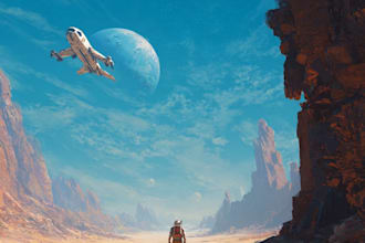 create high quality space art and futuristic space scenes