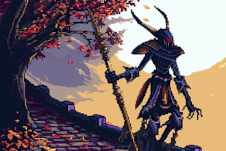 draw pixel art scene and background for your game