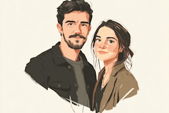 draw couple portrait illustration