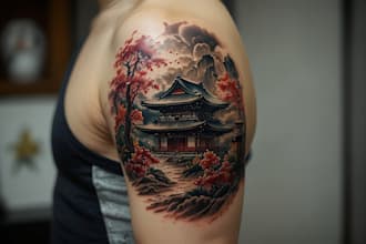 illustrate  a japanese style tattoo art