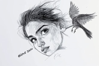 draw ink and pencil illustration for you