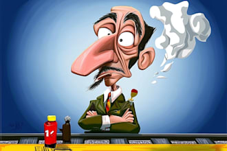 draw full body big head cartoon caricature